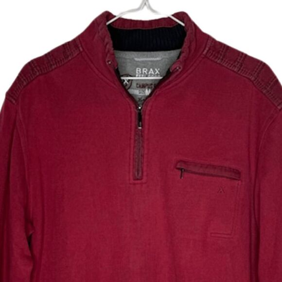 Brax Men's Feel Good Sean Campus Rib Quarter Zip Sweater Red Size Medium - Picture 3 of 7